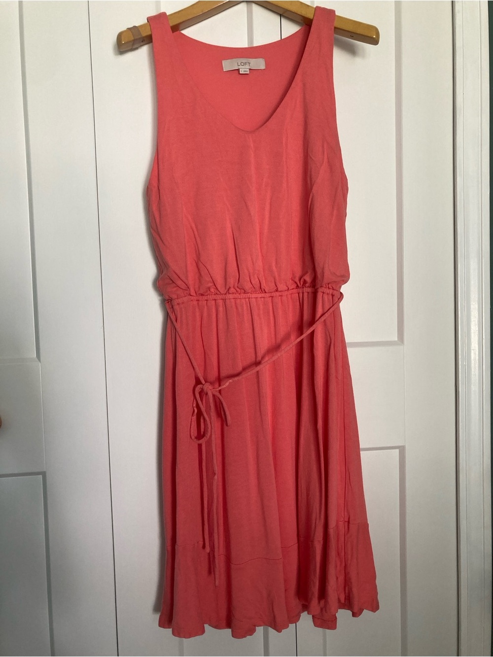 LOFT Coral Tie-Waist Sleeveless Sundress Size Small